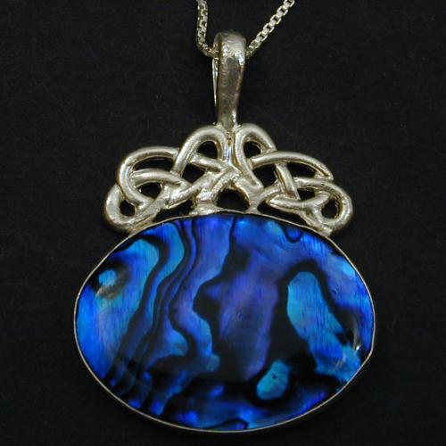 Blue Paua Knotwork Pendant