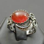 Medium Knotwork Leaf Ring with Carnelian