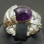 Large Celtic Knotwork Leaf Ring with Amethyst II