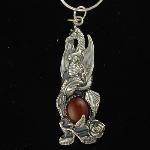 Rosebud Dragon Sterling Silver and Carnelian Pendant