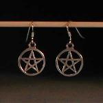 Small half-inch pentagram earrings with French hooks.