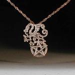 Sterling silver dragon and pentagram pendant.